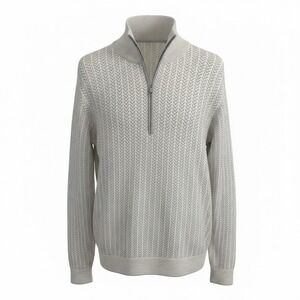 Cutter & Buck Mens 2XT Merino Wool Quarter Zip Sweater Grey Chevron